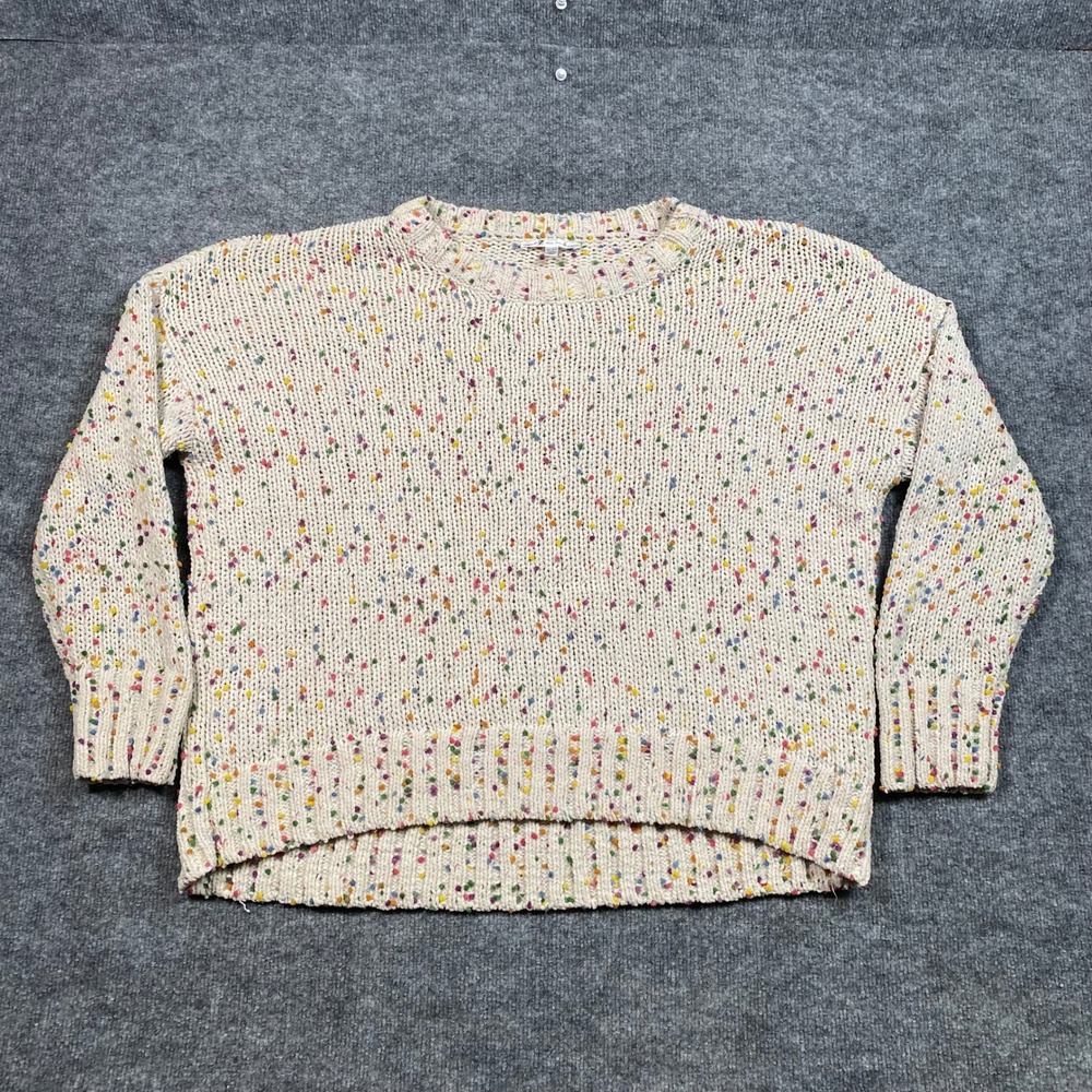 Seven7 Mens XL Cream Multi Color Confetti Fleck Chunky‎ Knit Pullover Sweater